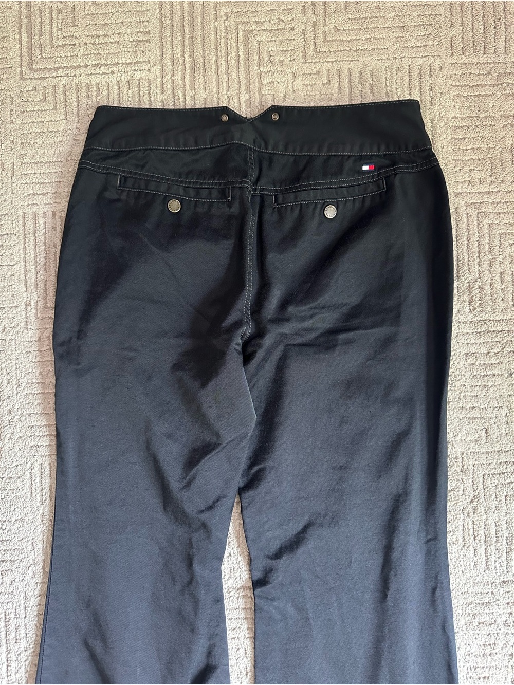 Vintage Y2K Tommy Hilfiger Black Flare Wide-Leg Low Rise Jeans - Picture 7 of 15